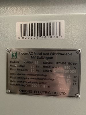 Switchgear панели 6KV переключателя KYN28A-12 Lv Withdrawable